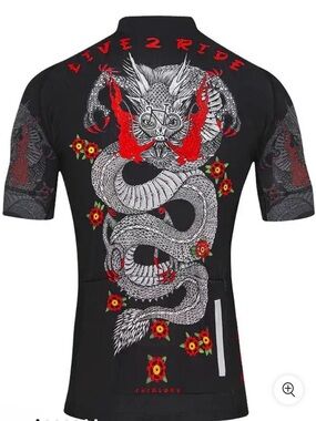 Live 2 Ride Black Cycling Jersey with Dragon Graphic New w/tag